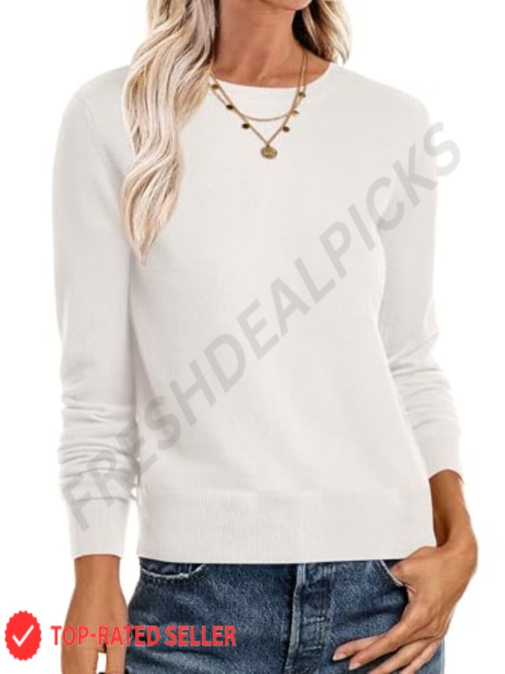 Lightweight Long Sleeve Crewneck Pullover Sweater